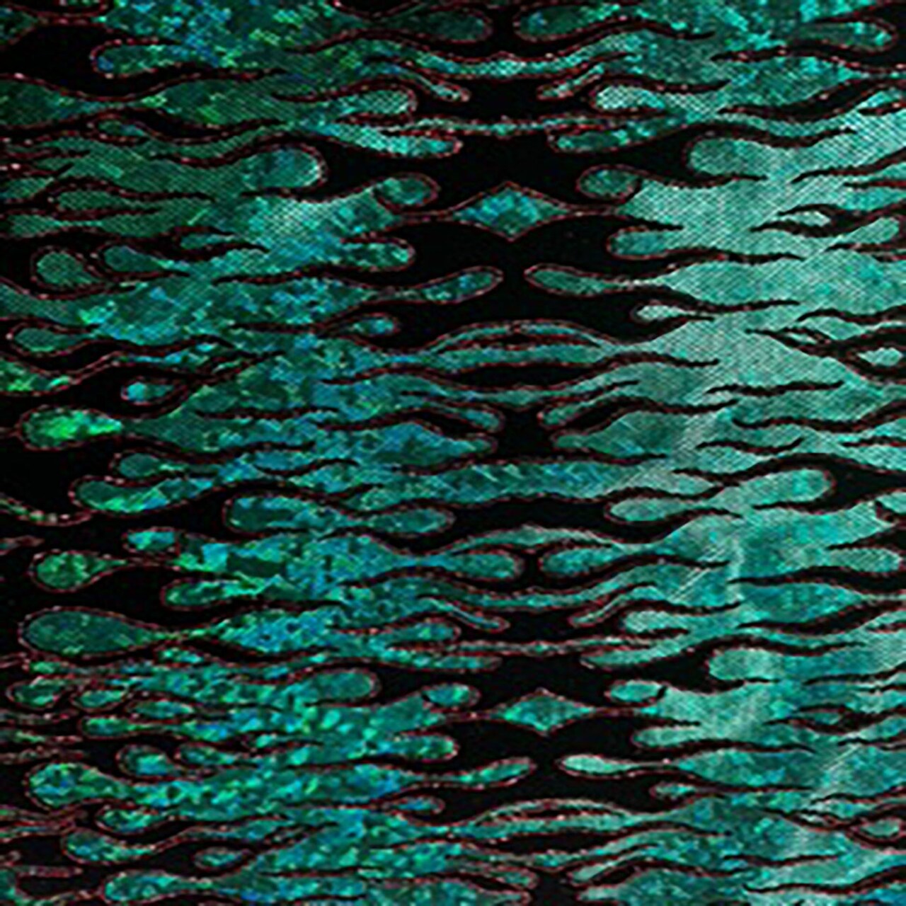 1 Yard Flocking Flame Hologram Nylon Spandex Tricot Fabric for Costumes Dancewear 60 Inch Width